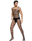 MP155 Black Strappy Open Net Bodystockings For Men