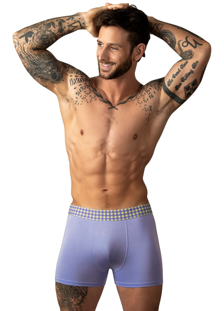Male Power 161-306 So Comfy Gingham Boxer Brief in Purple